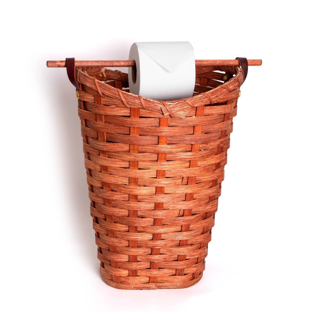 Lehman's Toilet Paper Roll Holder and Dispenser, Amish Made Handcrafted Woven Maple Toilet Paper Basket Holds 4 Rolls, 16.5 Inches High